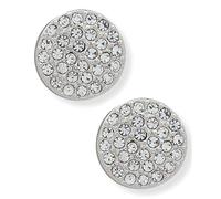 DKNY Crystal Pave Stud Earrings for Women, Silver Tone Disc Earrings with Crystal stones