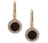 DKNY Crystal Set Gold and Black Colour Drop Earrings