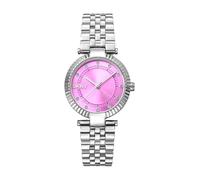 DKNY DK1L042M0045 Essential Glitz Watch Set Women's Watch with Jewellery Strap, Stainless Steel Case, Silver Colour, Pink Sunray Dial, Crystal Indices