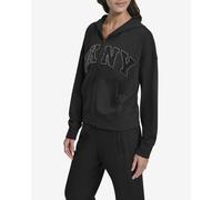DKNY Embroidered Logo Full-Zip Hoodie Black Women - S