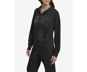 DKNY Embroidered Logo Full-Zip Hoodie Black Women - S