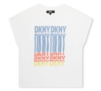 DKNY Girls White Cotton Colourful Stretched Logo T-Shirt-8 Years