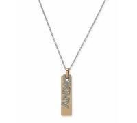 DKNY Gold & Silver Tone Pave Logo Tag Pendant Necklace