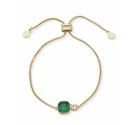 DKNY Gold Tone Emerald Cushion Stone Slider Bracelet
