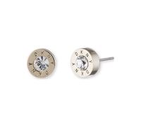 DKNY Gold-Tone Logo Stone Stud Earrings for Women with a Crystal Stone