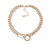 DKNY Gold Tone Pave Double Row Necklace
