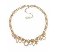 DKNY Gold Tone Pave Frontal Charm Necklace