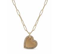 DKNY Gold Tone Pave Heart Pendant Necklace