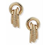 DKNY Gold Tone Pave Shaky Ring Drop Earrings