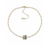 DKNY Gold Tone Pave Teal Baguette Pendant Necklace