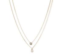 DKNY Gold-Tone Two Row Double Pendant Necklace for Women with a Crystal Stone