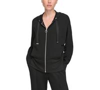 DKNY Women's Full Zip Greenwich Sweatshirt Hooded, Black, S