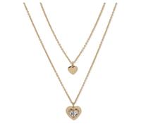 DKNY Jewellery Women's 16 Inch Double Row Gold & Silver Heart Pendant Necklace With Crystals - Gold & Crystal DKNY Jewellery Gold One Size