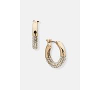DKNY Jewellery Women's 16mm Half Crystal Pave Hoop Earrings in Gold DKNY Jewellery Gold One Size