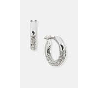 DKNY Jewellery Women's 16mm Half Crystal Pave Hoop Earrings in Silver DKNY Jewellery Silver One Size