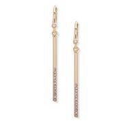 DKNY Gold Tone Half Pave Linear Drop Earrings
