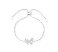 DKNY Silver-Tone Crystal Butterfly Slider Bracelet for Women, Adjustable Chain Bracelet, Delicate Fashion Jewellery Gift