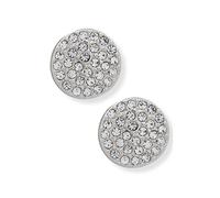DKNY Jewellery Women's Silver Tone Pavé Disc Stud Earrings - Silver & Crystal DKNY Jewellery Silver One Size