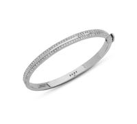 DKNY Jewellery Women's Silver Tone Pavé Hinge Bangle - Silver & Crystal DKNY Jewellery Silver One Size