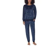 DKNY Ladies Lounge Set Luxurious Plush Stretch Velour 2 Piece UK SIze Velvet Tracksuit For Women (UK, Alpha, S, Regular, Regular, Navy)