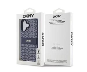 DKNY Leather Reapet Pattern Stripe Impact Case for iPhone 16 Navy Genuine