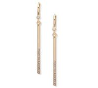 DKNY Linear Drop Gold tone and Silver tone Earrings for Women with Crystal stones, Crystal Bar Dangle Earrings, Ladies Earrings for Parties and Events, Gold and Silver tone options
