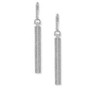 DKNY Linear Drop Gold tone and Silver tone Earrings for Women with Crystal stones, Crystal Bar Dangle Earrings, Ladies Earrings for Parties and Events, Gold and Silver tone options (Silver)