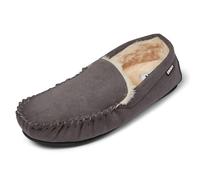 DKNY Men’s Moccasin Slippers | Warm Faux Fur Lined Slippers for Men | Soft Microfibre Suede Upper & Branded Sole | Comfortable House Slippers for Everyday Wear | Available in Black, Grey, Tan & Navy