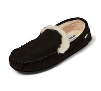 DKNY Men’s Moccasin Slippers | Warm Faux Fur Lined Slippers for Men | Soft Microfibre Suede Upper & Branded Sole | Comfortable House Slippers for Everyday Wear | Available in Black, Grey, Tan & Navy