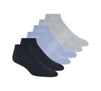 DKNY Men's 6 Pack Sport Cushion Quarter Crew Socks, Navy/Denim/Grey, 9-13 UK
