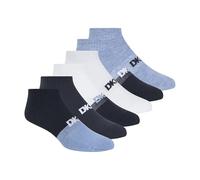 DKNY Men's 6 Pack Sport Cushion Quarter Crew Socks, Navy/White/Denim, 9-13 UK