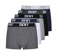 DKNY Mens Boxer Shorts in Black/Grey/Navy/Charcoal/White Super Soft Cotton Blend Fabric with Elastic Nylon Waistband - Pack of 5, Grey/Black/Navy/Charcoal/White, M