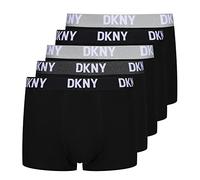 DKNY Mens Boxer Shorts in Black Super Soft Cotton Blend Fabric with Elastic Nylon Waistband | Comfortable and Stretchy Underwear - Pack of 5, black, L
