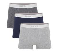 DKNY Mens Boxers Shorts Multipack | Pack Of 3 Cotton Boxers For Men | Grey with Branded White Contrast Waistband | Breathable Trunks, Cotton Fabric | Mens Underwear Trunks For Him
