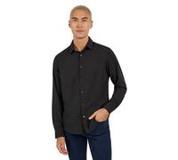 DKNY Men's Button Up Shirt - Slim Fit Long Sleeve for Business and Casual | Solid Color, Stretchy Button Down, Black, XL
