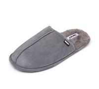 DKNY Men's Slippers | Comfy, Suede Slippers for Men with Warm Faux Fur Lining | Mule Slippers | Soft and Breathable | Available in Black, Grey, Tan & Navy