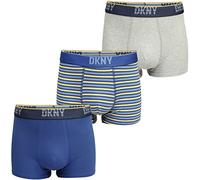 DKNY Mens Cotton Boxers in Blue/Striped/Grey with Super Soft Microfibre Waistband | Stretchable & Comfortable - Multipack of 3