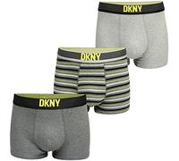 DKNY Mens Cotton Boxers in Grey/Stripe/Charcoal with Super Soft Microfibre Waistband | Stretchable & Comfortable - Multipack of 3