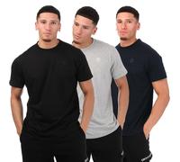 DKNY Mens Logo T-Shirt (Pack of 3) - Black/Silver - Black/Silver - S