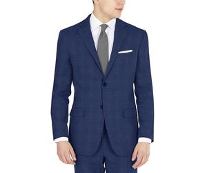 DKNY Men's Modern Fit High Performance Suit Separates Business Jacket, Blue Plaid, 36 Short