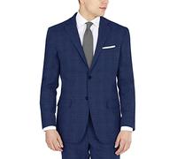 DKNY Men's Modern Fit High Performance Suit Separates Business Jacket, Blue Plaid, 42 Short