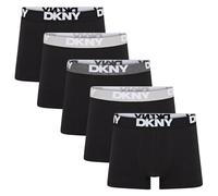 DKNY Mens Portland 5 Pack Breathable Cotton Trunk Boxer Briefs - Black - L