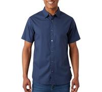 DKNY Mens Short Sleeve Button Down Shirts - Modern Fit, Breathable Stretch Cotton, Button Up Short Sleeve Dress Shirt for Men, Dark Denim, Large