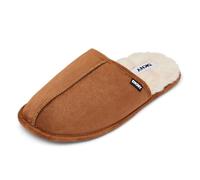 DKNY Men's Slippers | Comfy, Suede Slippers for Men with Warm Faux Fur Lining | Mule Slippers | Soft and Breathable | Available in Black, Grey, Tan & Navy