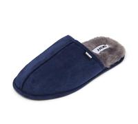 DKNY Men's Slippers - Comfy, Suede Slippers for Men with Warm Faux Fur Lining - Mule Slippers - Soft and Breathable - Available in Black, Grey, Tan and Navy