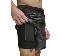 DKNY Men's Stretch Quick Dry Volley UPF 40+ Protection Swim Trunk, Black Camo, Large