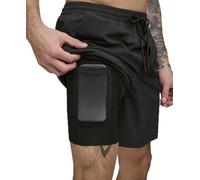 DKNY Men's Stretch Quick Dry Volley UPF 40+ Protection Swim Trunk, Black, Large
