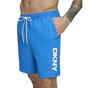DKNY Men's Stretch Quick Dry Volley UPF 40+ Protection Swim Trunk, Blue, Large