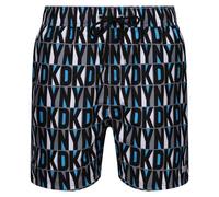 DKNY Mens Trunks/Shorts in Blue Branded Print, Polyester Quick Dry Adult Shorts Swim Trunks, Blue/Grey, L UK