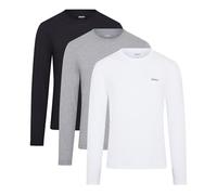 DKNY Mens Warrior Three Pack Long Sleeve Tops White/Light Grey Marl/Black XL